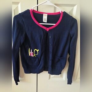 Gymboree Navy Cardigan Sweater with Embroidered Pocket design